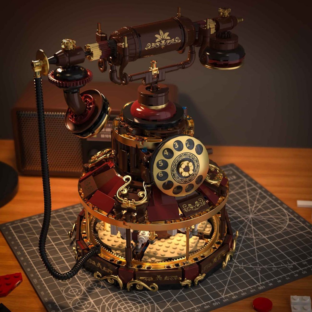 HUIYOYOYI H1014 Collage of Vintage Telephone And Carousel Creator Expert