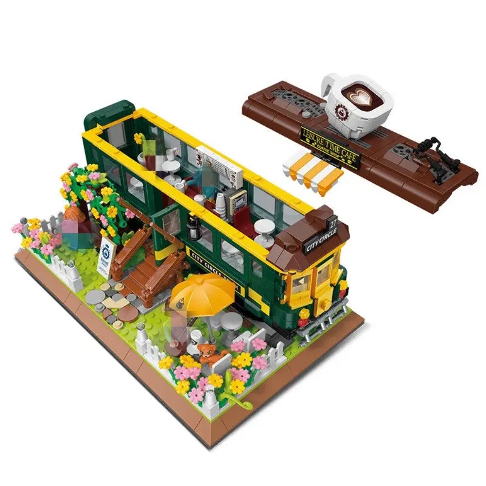 [Mini Micro Bricks] ZHEGAO DZ6002 Train Coffee House Creator Expert