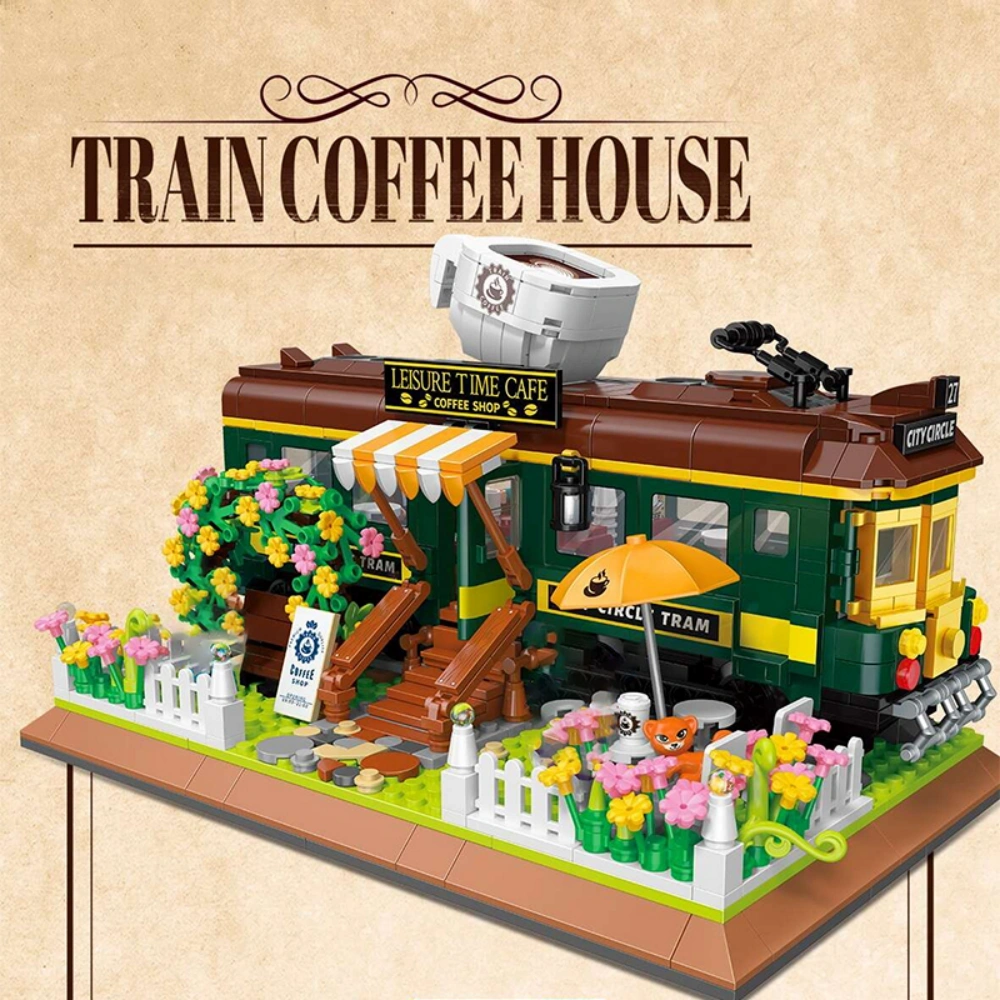 [Mini Micro Bricks] ZHEGAO DZ6002 Train Coffee House Creator Expert
