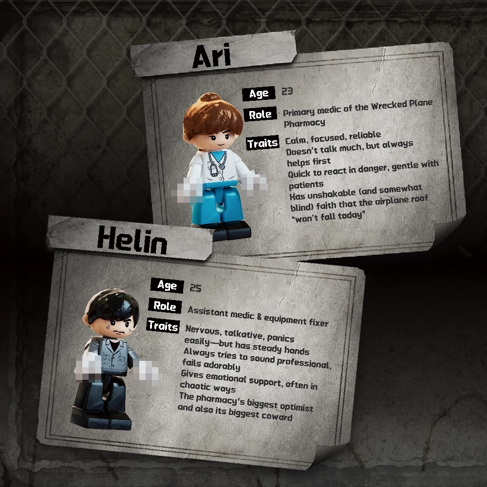Exclusive Ari & Helin doomsday medical minifigures and medical props for wasteland brick set
