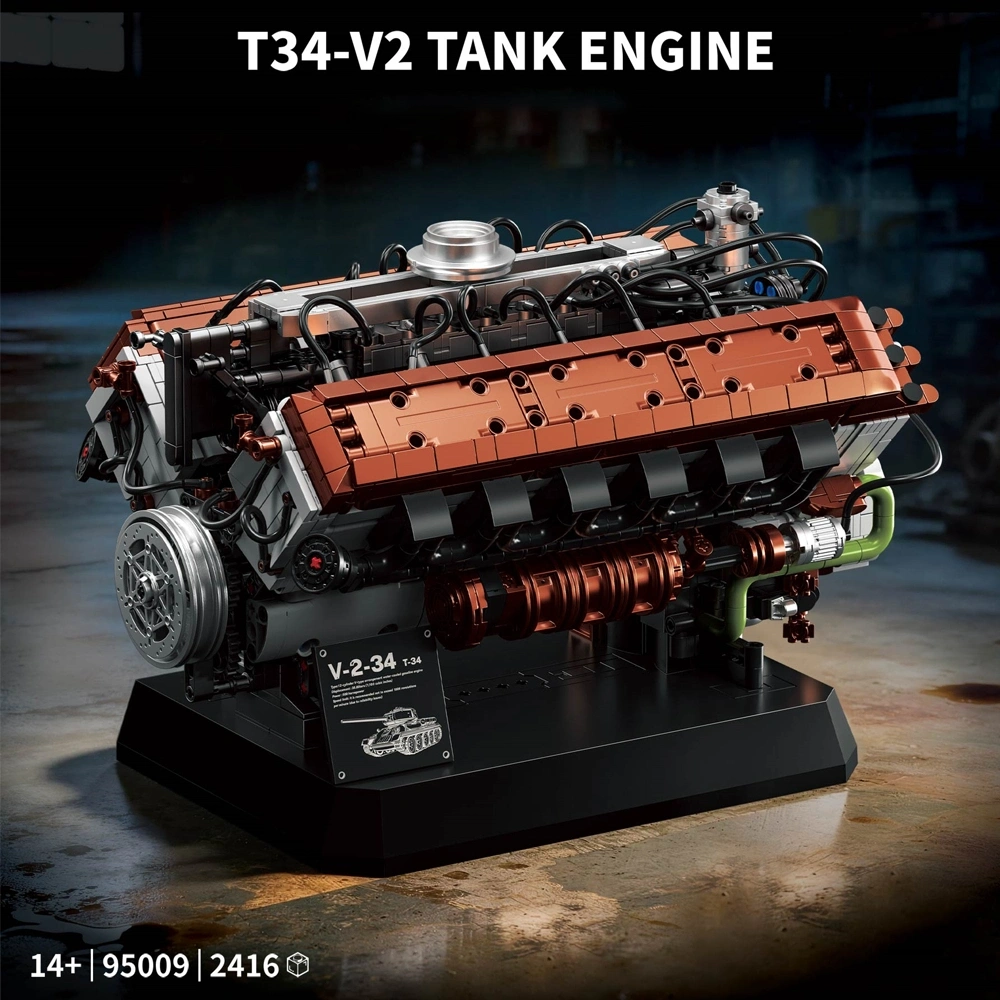 12GO 95009 T34-V2 Tank Engine Technic