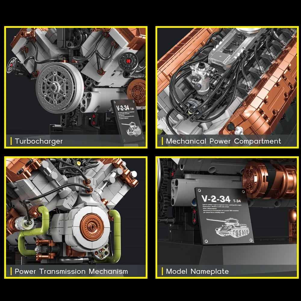 12GO 95009 T34-V2 Tank Engine Technic