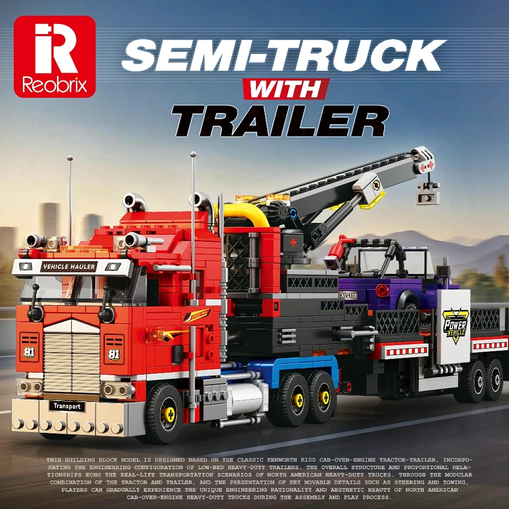 Reobrix 843 Semi-Truck With Trailer Technic