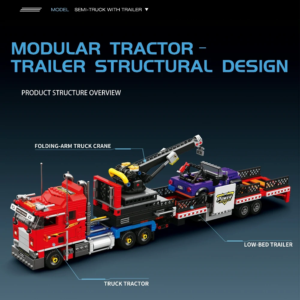 Reobrix 843 Semi-Truck With Trailer Technic