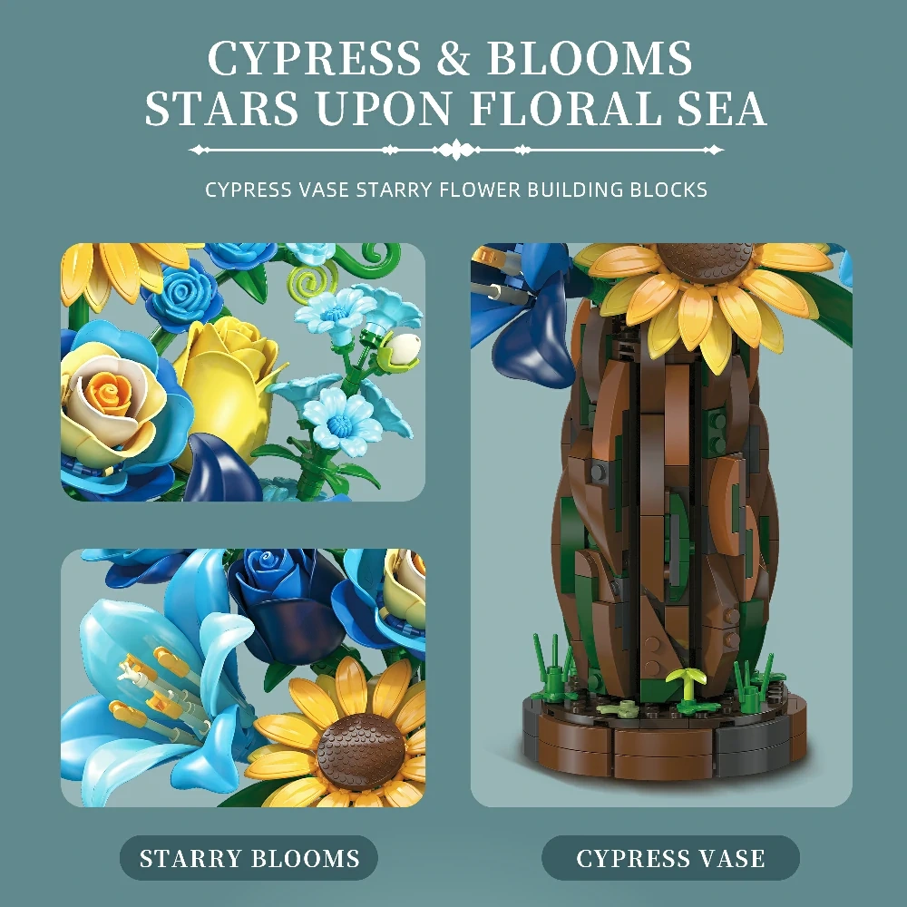Jiestar X88058 The Starry Night Cypress Edition Bouquet Creator Expert