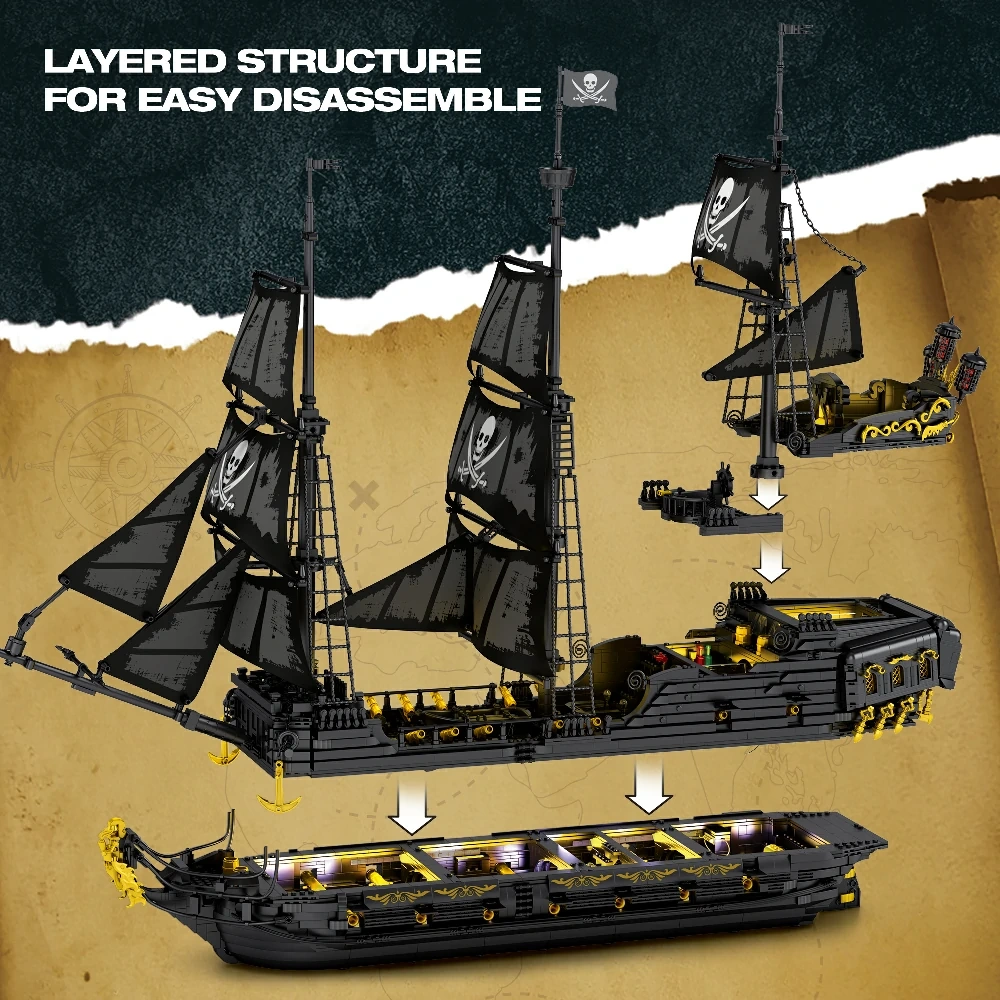 Reobrix 66036 Black Pearl Pirate Ship Technic