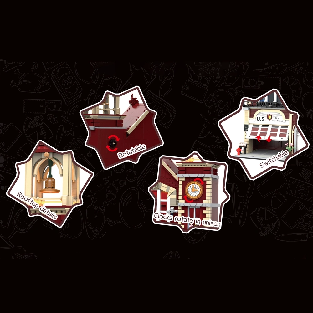 [Mini Micro Bricks] JiQing JQ10008 Fire Department Modular Buildings