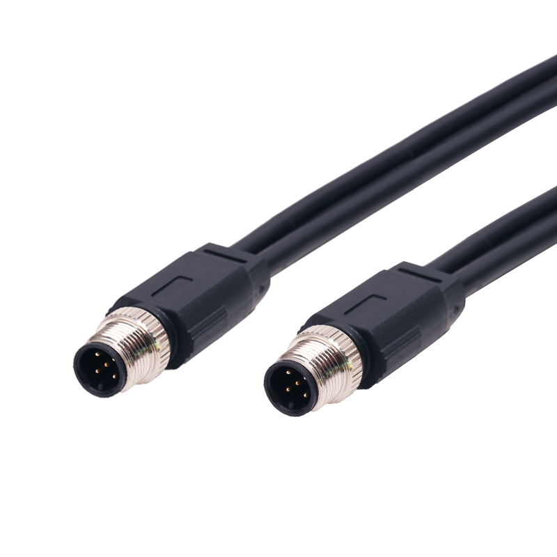M12 sensor plastic cable IP67 A code male female 2 3 4 6 8 12 pin straight waterproof connector