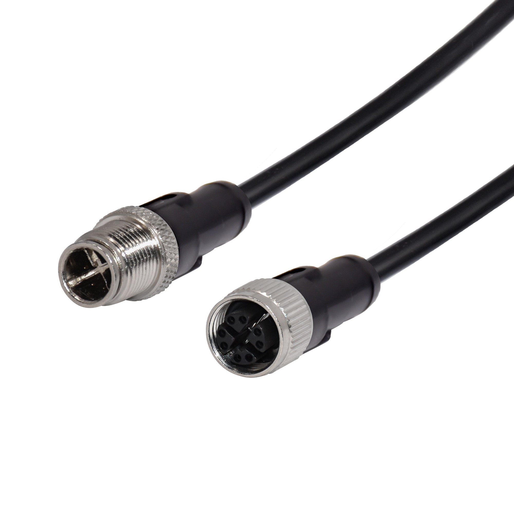 M12 sensor plastic cable IP67 A code male female 2 3 4 6 8 12 pin straight waterproof connector
