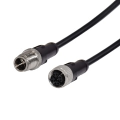 M12 sensor plastic cable IP67 A code male female 2 3 4 6 8 12 pin straight waterproof connector