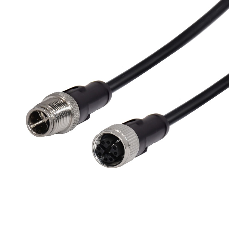 M12 sensor plastic cable IP67 A code male female 2 3 4 6 8 12 pin straight waterproof connector