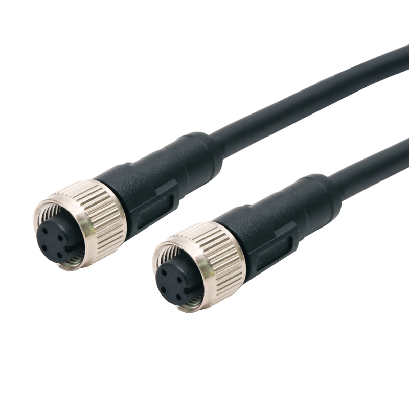 M12 sensor plastic cable IP67 A code male female 2 3 4 6 8 12 pin straight waterproof connector