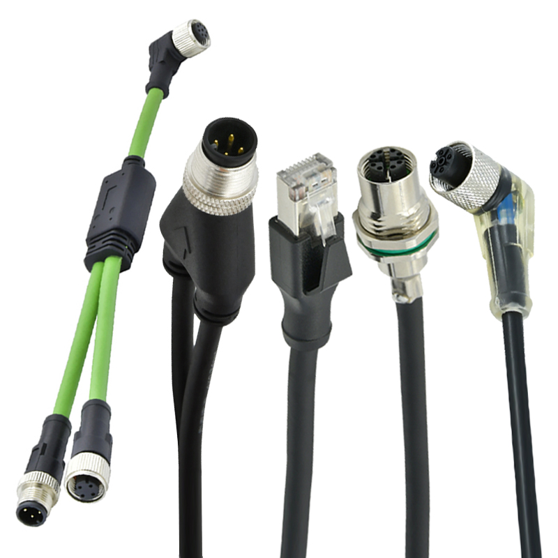 Ip68 sensor m8 m12 y wire connectors waterproof straight metal screw splitter 3 4 5 6 7 8 pin cable