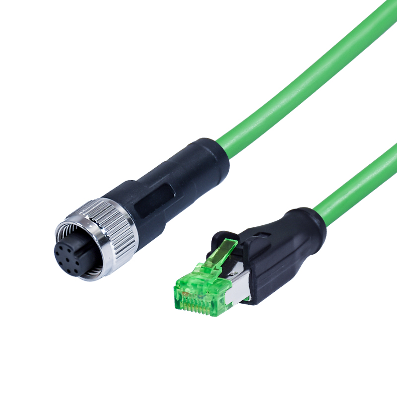 Plastic PUR PVC M12 to RJ45 cat5e cat6 A D code molded ip67 waterproof male female cable for ethernet