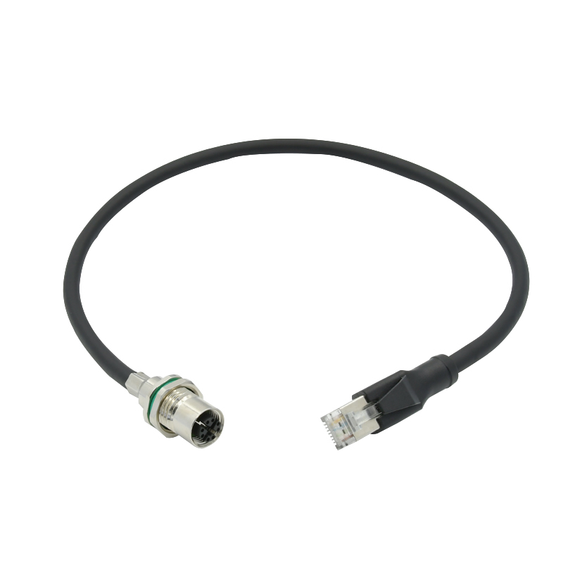 IP67 Electrical industrial shield male M12 to rj45 A D X coded 4p 8p water proof ethernet cable 1m 2m connector
