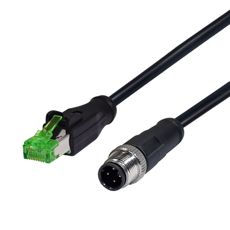 Plastic PUR PVC M12 to RJ45 cat5e cat6 A D code molded ip67 waterproof male female cable for ethernet