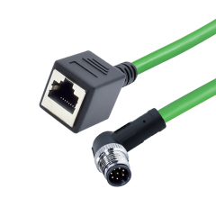 Waterproof ip67 M12 A D code 4 pin male to female Cat6 cable m12 to rj45 ethernet connector cable for Marine electric device