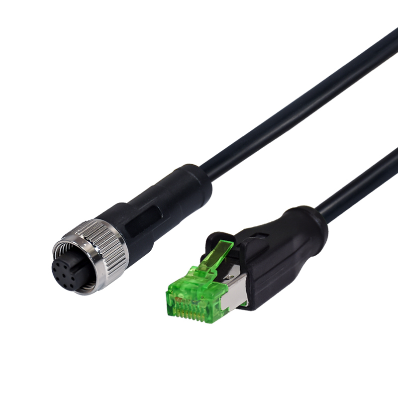 Plastic PUR PVC M12 to RJ45 cat5e cat6 A D code molded ip67 waterproof male female cable for ethernet