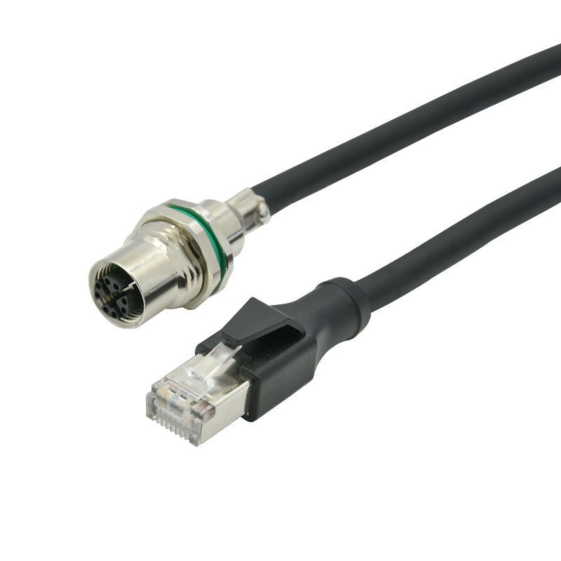 IP67 Electrical industrial shield male M12 to rj45 A D X coded 4p 8p water proof ethernet cable 1m 2m connector