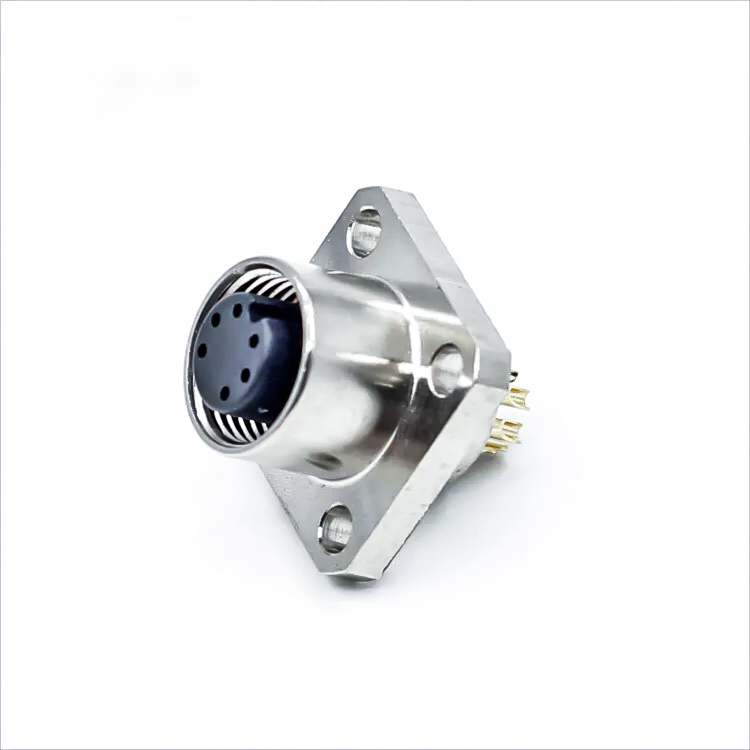 IP67 IP68 M12 connector 4 pin waterproof A B D S Code Flange circular industrial front rear wall panel mount square socket