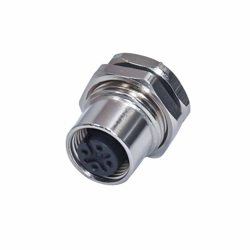 M12 4pin connector Waterproof ip67 straight assembly sensor conector plug cable panel mounted pcb a d code