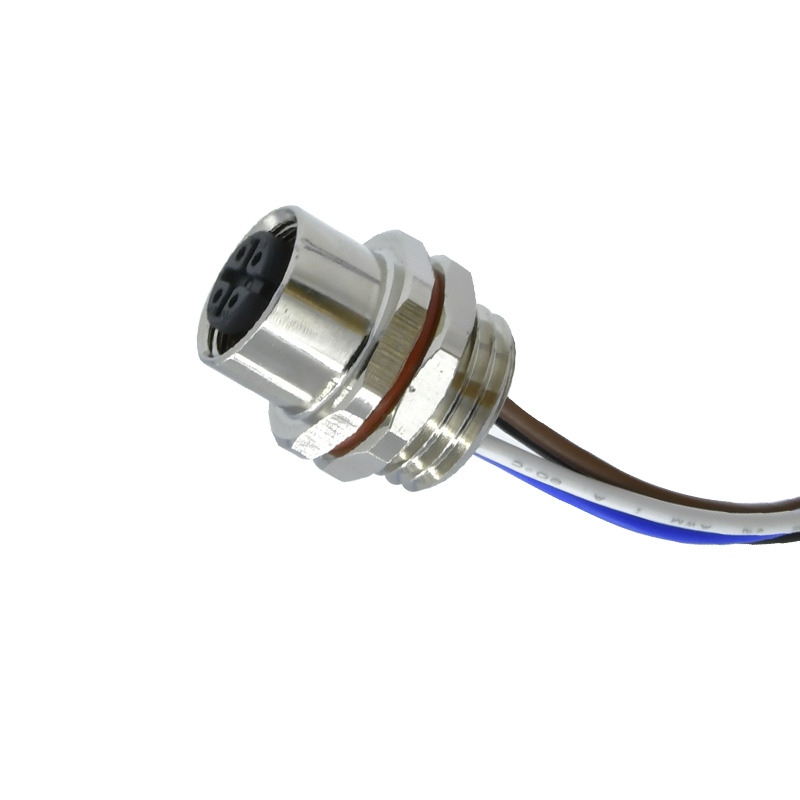 IP67 Waterproof M12 A Coded Electrical Circular Connector 2 3 4 5 8 12 17 Pin Female Shielded wall mount molded sensor cable