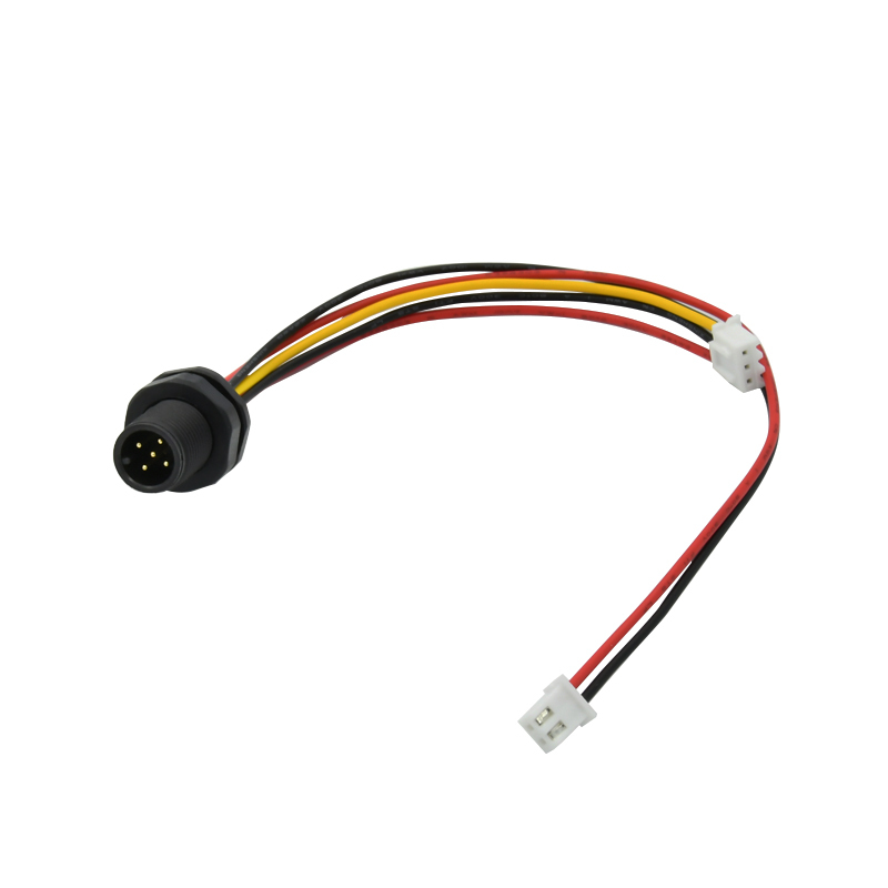 M12 connector Waterproof A Code 3pin 4pin 5pin 8pin 12pin full plastic Rear Front wall Panel Mount sockt with jst connector