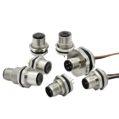 IP67 M12 connector 4 pin waterproof A B D S code male female metal aviation wall panel mount cable connector with wire