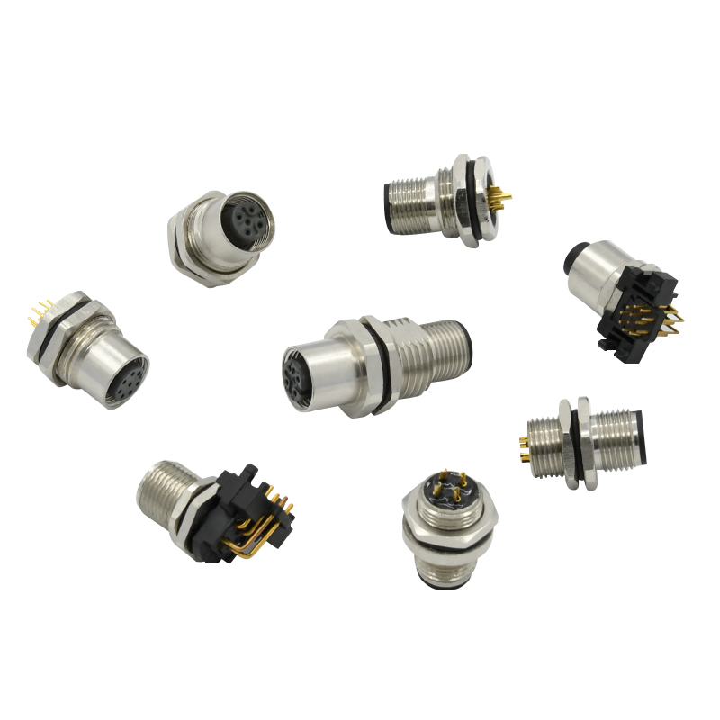 Phoenix M12 solder pcb wall panel mount Connector ip67 male to female sensor PCB front mounting connector socket PG9 screw thread