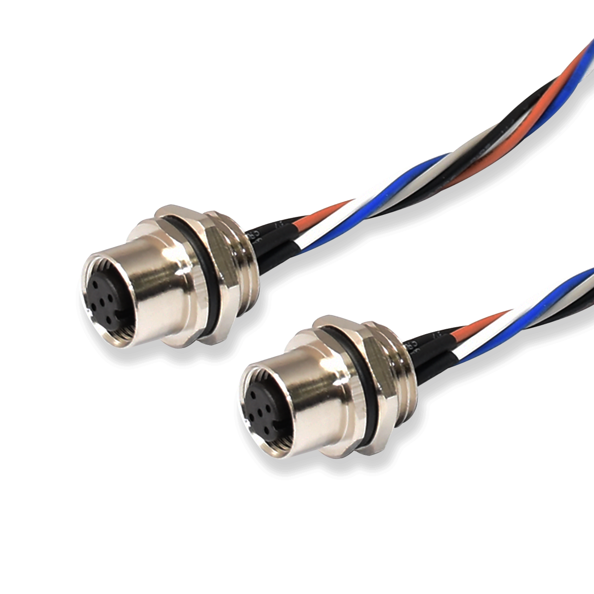 IP67 M12 connector 4 pin waterproof A B D S code male female metal aviation wall panel mount cable connector with wire
