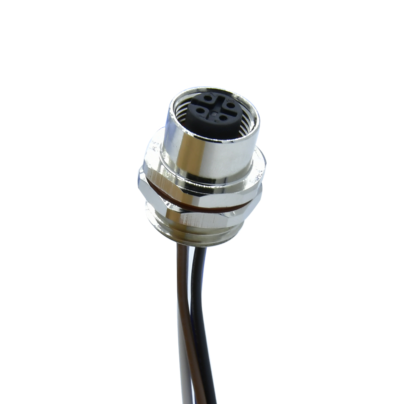 IP67 Waterproof M12 A Coded Electrical Circular Connector 2 3 4 5 8 12 17 Pin Female Shielded wall mount molded sensor cable