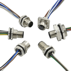 IP67 Waterproof M12 A Coded Electrical Circular Connector 2 3 4 5 8 12 17 Pin Female Shielded wall mount molded sensor cable