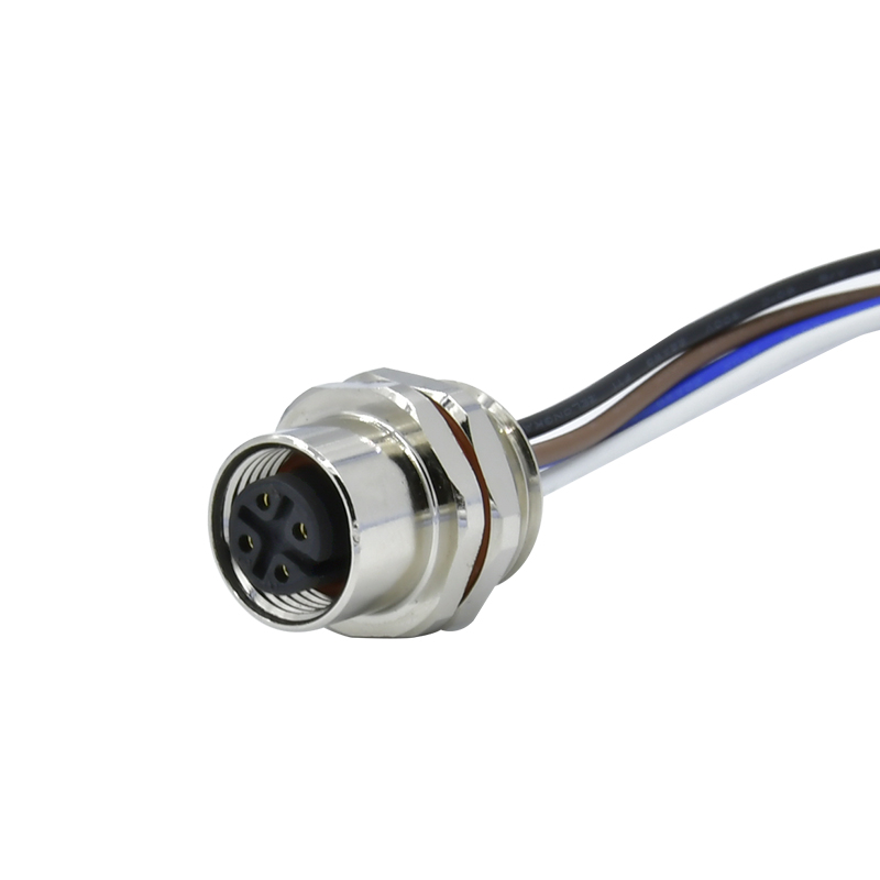 IP67 Waterproof M12 A Coded Electrical Circular Connector 2 3 4 5 8 12 17 Pin Female Shielded wall mount molded sensor cable
