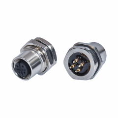 M12 4pin connector Waterproof ip67 straight assembly sensor conector plug cable panel mounted pcb a d code
