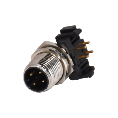 M12 4 5 Pin 6pin 8pin Male female Angled PCB Connector 90 Degree wall Mount Bulkhead metal circular Socket connector