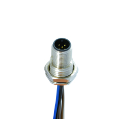 IP67 M12 connector 4 pin waterproof A B D S code male female metal aviation wall panel mount cable connector with wire