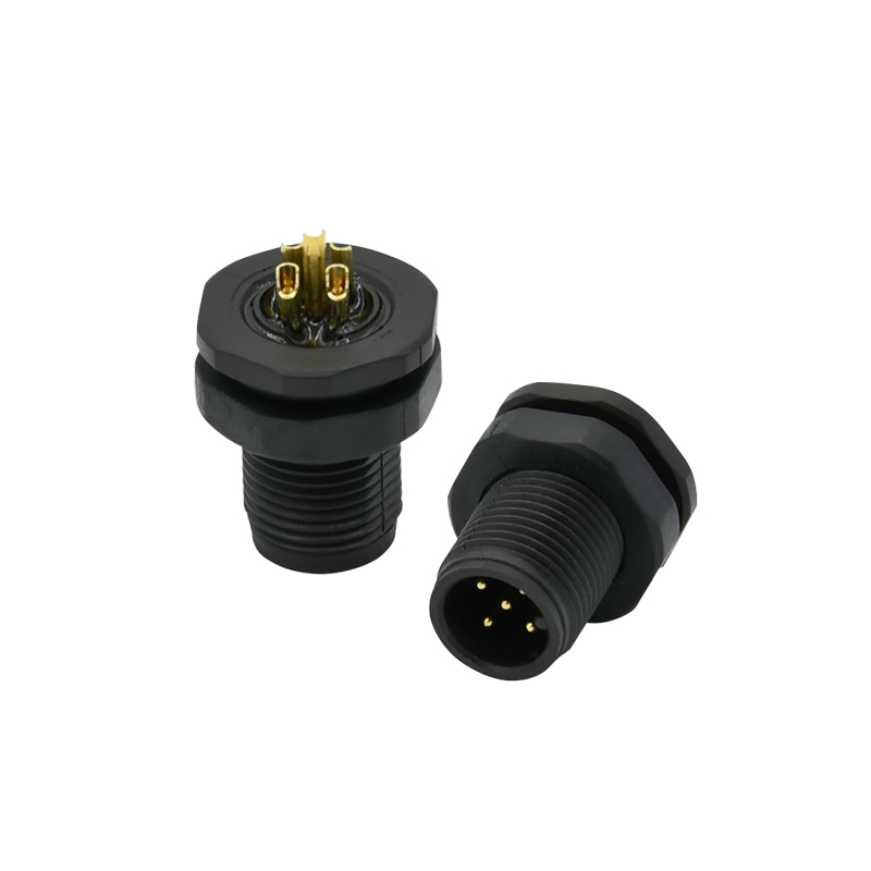 IP67 NMEA2000 M12 5Pin full plastic Front wall Panel Mount LED Circular solder Cable Waterproof Wire socket Connector