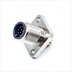 IP67 IP68 M12 connector 4 pin waterproof A B D S Code Flange circular industrial front rear wall panel mount square socket