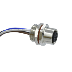 IP67 Waterproof M12 A Coded Electrical Circular Connector 2 3 4 5 8 12 17 Pin Female Shielded wall mount molded sensor cable