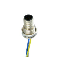 IP67 M12 connector 4 pin waterproof A B D S code male female metal aviation wall panel mount cable connector with wire