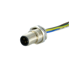 IP67 M12 connector 4 pin waterproof A B D S code male female metal aviation wall panel mount cable connector with wire