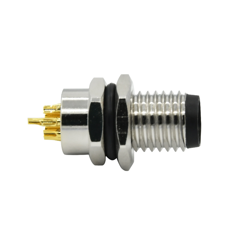 M8 Waterproof Black Front Panel Mounting straight Angle 8pin male female panel mounting socket