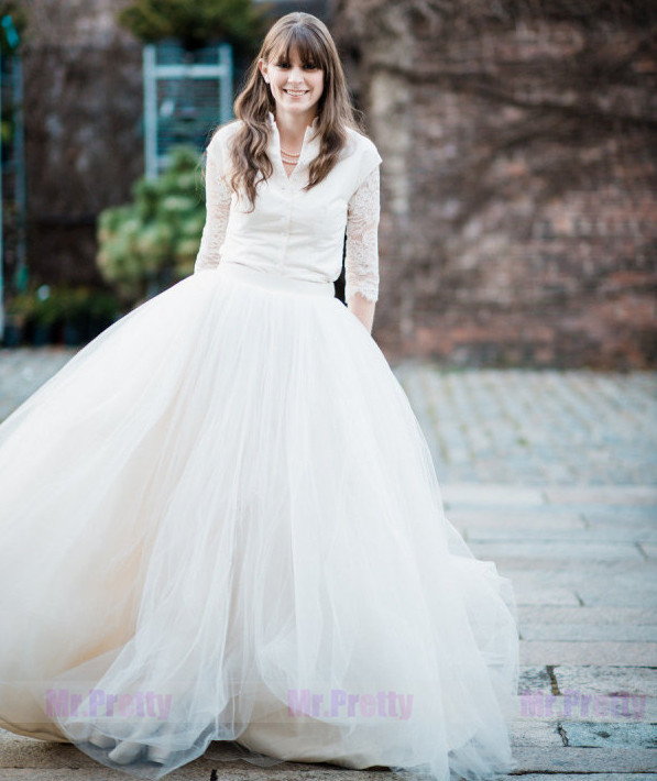 Ivory Tutu Mexi Tulle Skirt Bridesmaid Skirt  Wedding Dress Petticoat