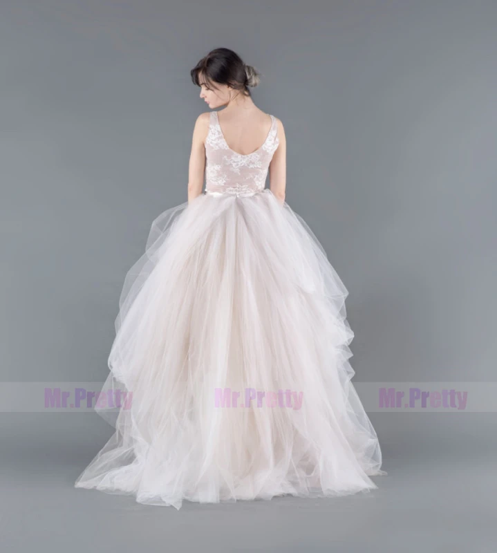 Champagne Tulle Full Length Bridal Skirt 2 Pieces Bridal Gown