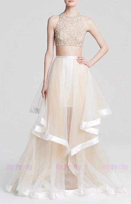 Champagne Short Train Tulle Skirt Bridal Skirt