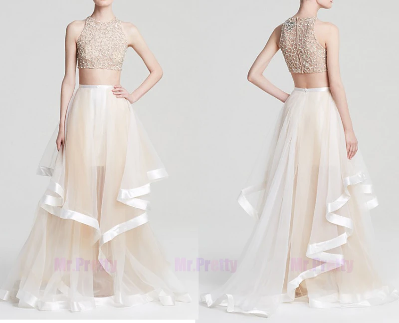 Champagne Short Train Tulle Skirt Bridal Skirt