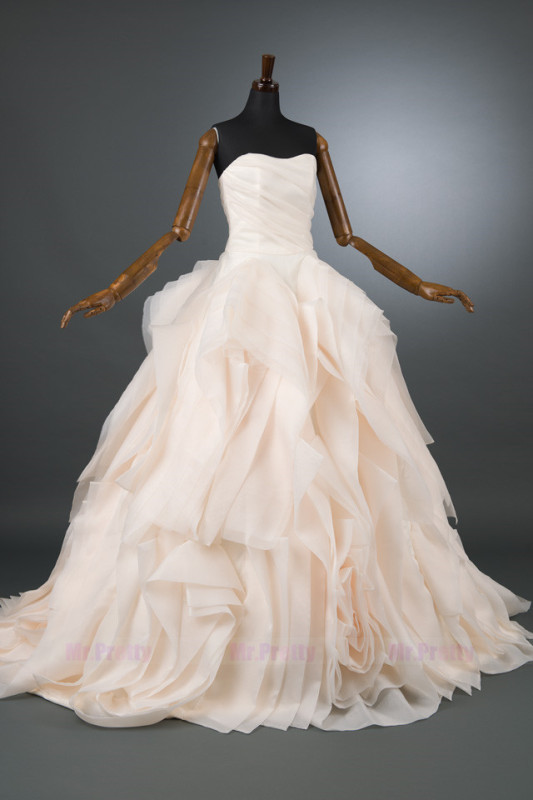 Light Chamapgne Organza Wedding Dress Bridal Dress