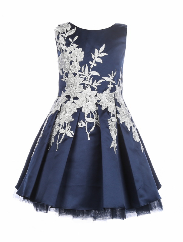 Navy Blue Flower Girl Dress