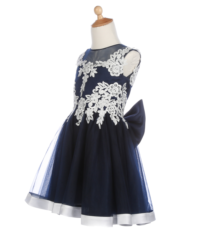 Navy Tulle Flower Girl Dress