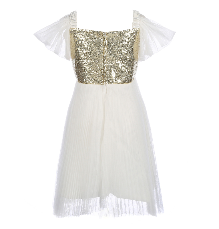 Ivory Tulle Sequin Tulle Flower Girl Dress